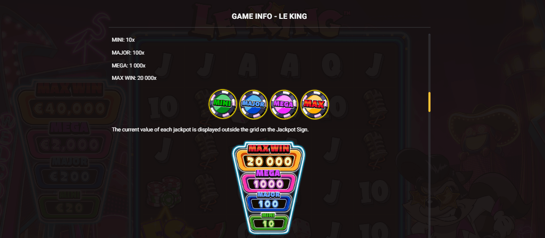 Machine a sous Le King jackpot fixes